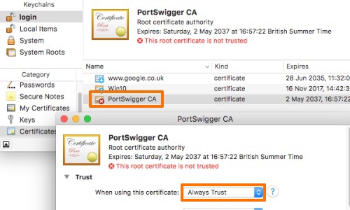 Safari edit trust settings